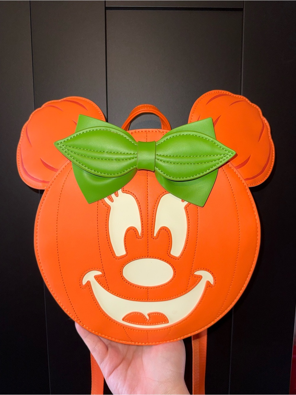 Loungefly Disney Glow in the Dark FACE Minnie Pumpkin MINI Backpack